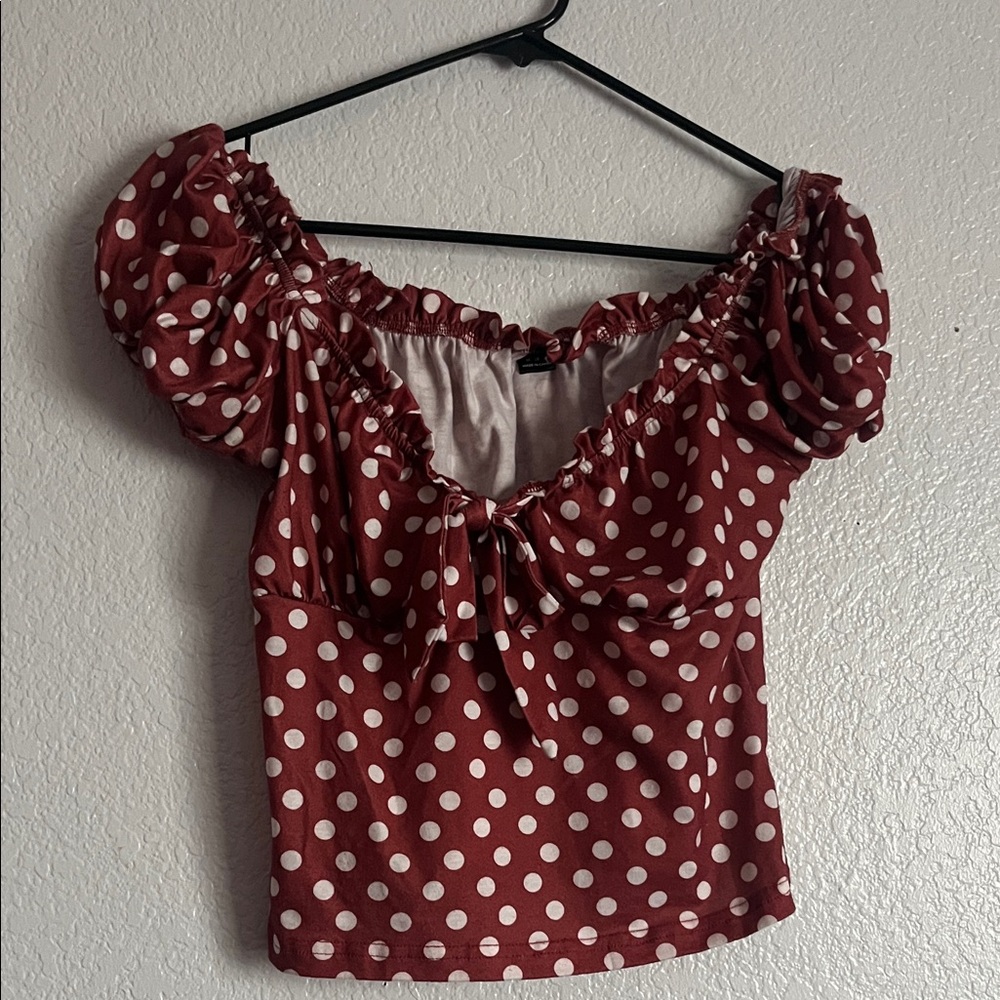 Stylish Coral Polka Dot Women's Top